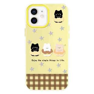 For iPhone 12 Skin Feeling Jelly TPU Hybrid PC Phone Case(Star Animal Yellow)