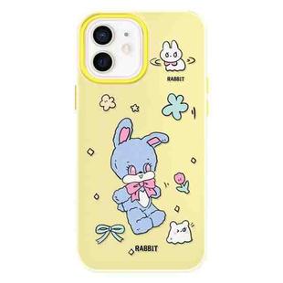 For iPhone 12 Skin Feeling Jelly TPU Hybrid PC Phone Case(Blue Rabbit Yellow)