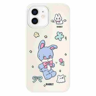 For iPhone 12 Skin Feeling Jelly TPU Hybrid PC Phone Case(Blue Rabbit White)