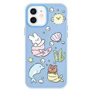 For iPhone 12 Skin Feeling Jelly TPU Hybrid PC Phone Case(Sea Life Blue)