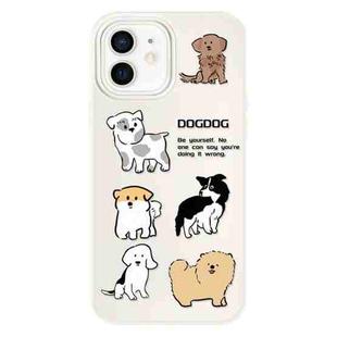 For iPhone 12 Skin Feeling Jelly TPU Hybrid PC Phone Case(Multi Breed Puppy White)