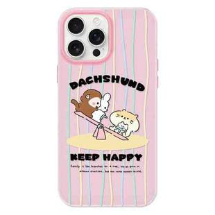 For iPhone 11 Pro Max Skin Feeling Jelly TPU Hybrid PC Phone Case(Seesaw Animal Pink)