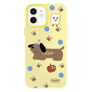 For iPhone 11 Skin Feeling Jelly TPU Hybrid PC Phone Case(Brown Puppy Yellow)