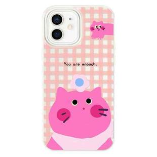 For iPhone 11 Skin Feeling Jelly TPU Hybrid PC Phone Case(Pink Cat White)