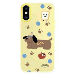 For iPhone X / XS Skin Feeling Jelly TPU Hybrid PC Phone Case(Brown Puppy Yellow)