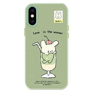 For iPhone X / XS Skin Feeling Jelly TPU Hybrid PC Phone Case(Cup Dog Green)