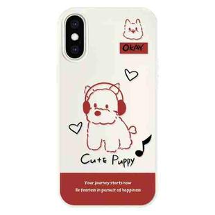 For iPhone X / XS Skin Feeling Jelly TPU Hybrid PC Phone Case(Earphones Dog White)