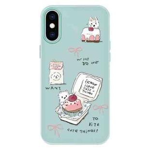 For iPhone X / XS Skin Feeling Jelly TPU Hybrid PC Phone Case(Cake Dog Light Green)