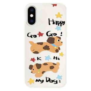 For iPhone X / XS Skin Feeling Jelly TPU Hybrid PC Phone Case(Happy Dog ??White)