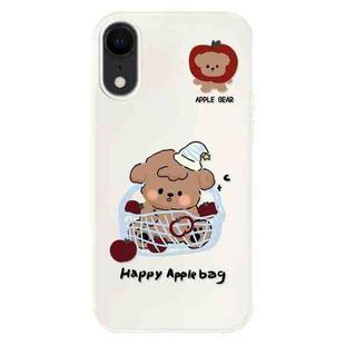 For iPhone XR Skin Feeling Jelly TPU Hybrid PC Phone Case(Basket Dog White)