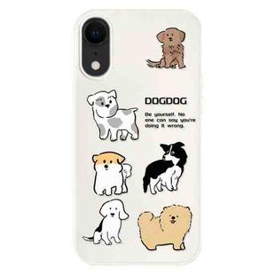 For iPhone XR Skin Feeling Jelly TPU Hybrid PC Phone Case(Multi Breed Puppy White)