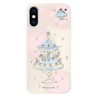 For iPhone XS Max Skin Feeling Jelly TPU Hybrid PC Phone Case(Dessert Cake Stand White)