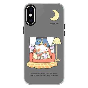 For iPhone XS Max Skin Feeling Jelly TPU Hybrid PC Phone Case(Night Training Cat Black)