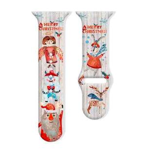 For Apple Watch 46mm / 49mm / 45mm / 44mm Christmas Pattern Reverse Buckle Silicone Watch Band(Christmas Angel)