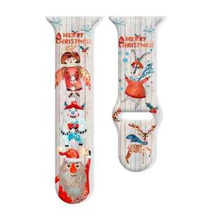 For Apple Watch 42mm / 41mm / 40mm / 38mm Christmas Pattern Reverse Buckle Silicone Watch Band(Christmas Angel)