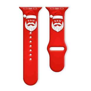 For Apple Watch 42mm / 41mm / 40mm / 38mm Christmas Pattern Reverse Buckle Silicone Watch Band(Santa Claus Red)