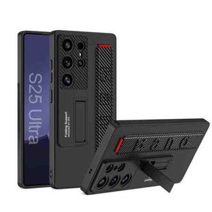 For Samsung Galaxy S25 Ultra 5G GKK Ultra-thin Wristband Shockproof Phone Case with Holder(Carbon Fiber)