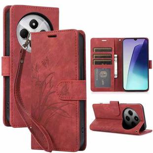 For Redmi 14C 4G / Poco C75 Orchid Butterfly Embossed Leather Phone Case(Red)