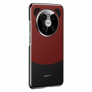 For Huawei Mate 40 Pro Panda 2 Plain Leather PC Phone Case(Black Red)