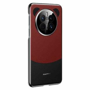 For Huawei Mate 50 Pro Panda 2 Plain Leather PC Phone Case(Black Red)