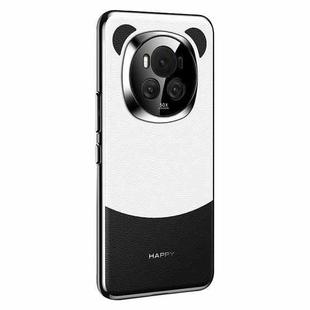 For Honor Magic6 Panda 2 Plain Leather PC Phone Case(Black White)