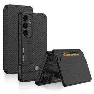 For Samsung Galaxy S25 5G GKK Flip Wallet Leather Phone Case(Carbon Fiber Texture)