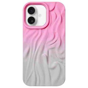 For iPhone 16 Plus Wrinkle Gradient Skin-feel Frosted TPU Phone Case(Pink Grey)