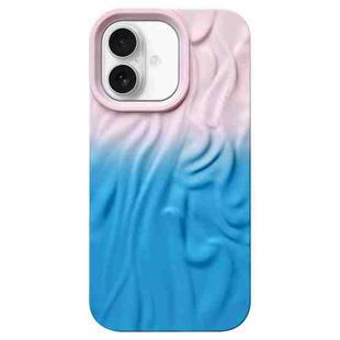 For iPhone 16 Plus Wrinkle Gradient Skin-feel Frosted TPU Phone Case(Light Pink Blue)