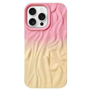 For iPhone 15 Pro Wrinkle Gradient Skin-feel Frosted TPU Phone Case(Pink Yellow)