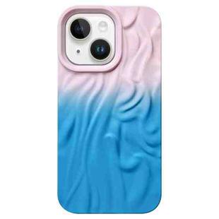 For iPhone 15 Wrinkle Gradient Skin-feel Frosted TPU Phone Case(Light Pink Blue)