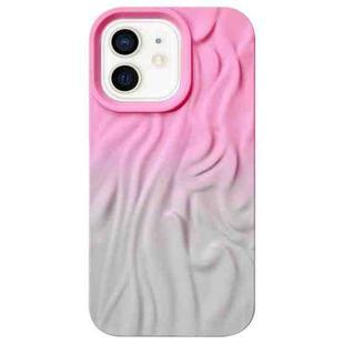 For iPhone 12 Wrinkle Gradient Skin-feel Frosted TPU Phone Case(Pink Grey)