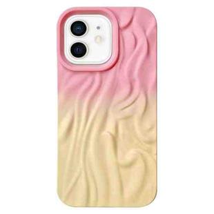 For iPhone 12 Wrinkle Gradient Skin-feel Frosted TPU Phone Case(Pink Yellow)