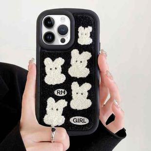 For iPhone 15 Pro Max Rabbit Plush Silicone Phone Case(Black)