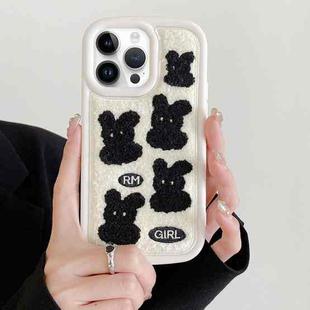 For iPhone 15 Pro Max Rabbit Plush Silicone Phone Case(White)