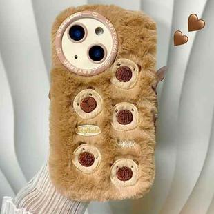 For iPhone 14 Plus Bear Plush Silicone Phone Case(Brown)