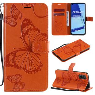 For OPPO A52 / A72 / A92 3D Butterflies Embossing Pattern Horizontal Flip Leather Case with Holder & Card Slot & Wallet & Lanyard(Orange)