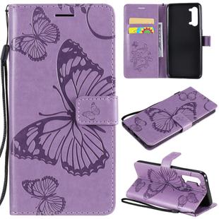 For OPPO Find X2 Lite / Reno3 5G 3D Butterflies Embossing Pattern Horizontal Flip Leather Case with Holder & Card Slot & Wallet & Lanyard(Purple)