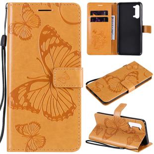 For OPPO Find X2 Lite / Reno3 5G 3D Butterflies Embossing Pattern Horizontal Flip Leather Case with Holder & Card Slot & Wallet & Lanyard(Yellow)