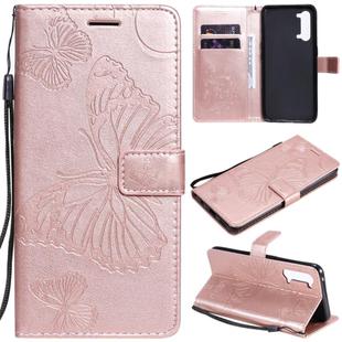 For OPPO Find X2 Lite / Reno3 5G 3D Butterflies Embossing Pattern Horizontal Flip Leather Case with Holder & Card Slot & Wallet & Lanyard(Rose Gold)