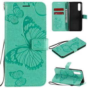 For OPPO Reno3 Pro 4G 3D Butterflies Embossing Pattern Horizontal Flip Leather Case with Holder & Card Slot & Wallet & Lanyard(Green)