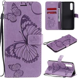 For OPPO Reno3 Pro 4G 3D Butterflies Embossing Pattern Horizontal Flip Leather Case with Holder & Card Slot & Wallet & Lanyard(Purple)