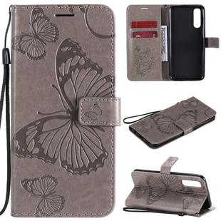 For OPPO Reno3 Pro 4G 3D Butterflies Embossing Pattern Horizontal Flip Leather Case with Holder & Card Slot & Wallet & Lanyard(Grey)