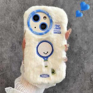 For iPhone 15 Fun Sports Plush Silicone Phone Case(Tennis)