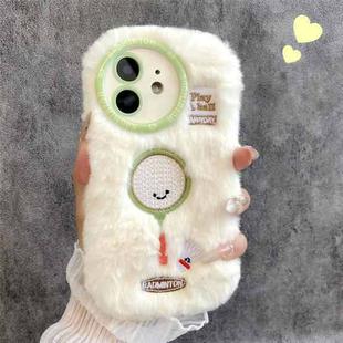 For iPhone 12 Fun Sports Plush Silicone Phone Case(Badminton)