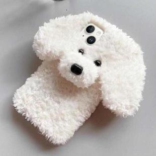 For iPhone 14 Teddy Dog Plush TPU Phone Case(White)