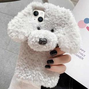 For iPhone 14 Teddy Dog Plush TPU Phone Case(Grey)