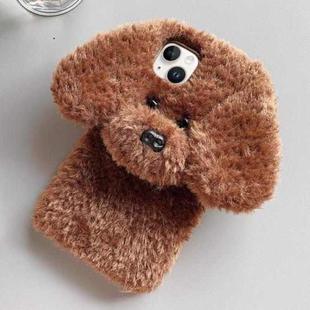 For iPhone 13 mini Teddy Dog Plush TPU Phone Case(Brown)