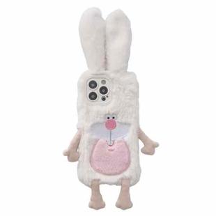 For iPhone 15 Pro Max Cute Bucktooth Rabbit Plush TPU Phone Case(Beige)