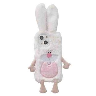 For iPhone 15 Cute Bucktooth Rabbit Plush TPU Phone Case(Beige)