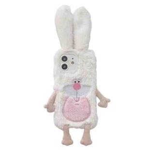 For iPhone 12 Cute Bucktooth Rabbit Plush TPU Phone Case(Beige)